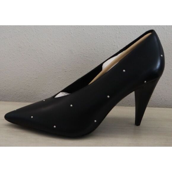 ALLSAINTS 34WF801P Women's Sz 9M Black Adrianna Leather Studded Heels Pumps - Picture 5 of 13